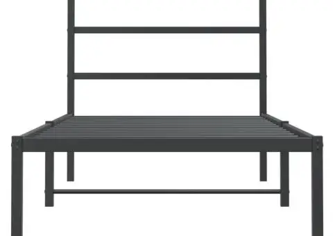 Cadru de pat metalic cu tăblie, negru, 90x190 cm - 5/5