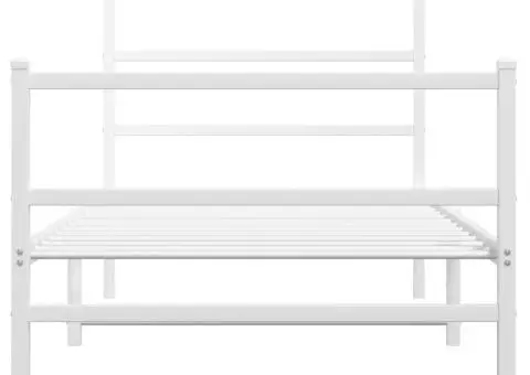 Cadru de pat metalic cu tăblie de cap/picioare , alb, 90x190 cm - 5/5
