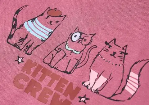 Tricou pentru copii cu mâneci lungi, zmeuriu, 128 - 4/5