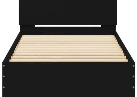 Cadru de pat cu tăblie, negru, 90x190 cm, lemn prelucrat - 5/5