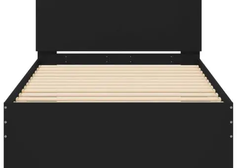 Cadru de pat cu tăblie, negru, 100x200 cm, lemn prelucrat - 5/5
