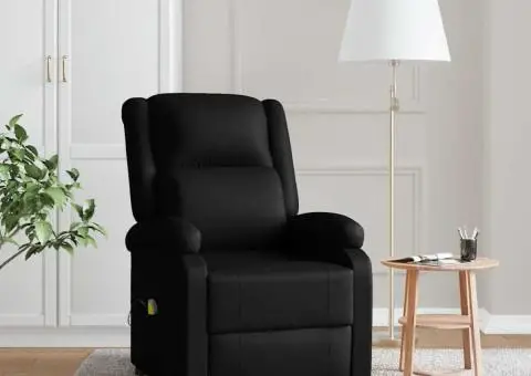Fotoliu de masaj, negru, piele ecologică - 1/5