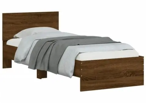 Cadru de pat fără saltea, cu tăblie, stejar maro, 90x200 cm - 4/5