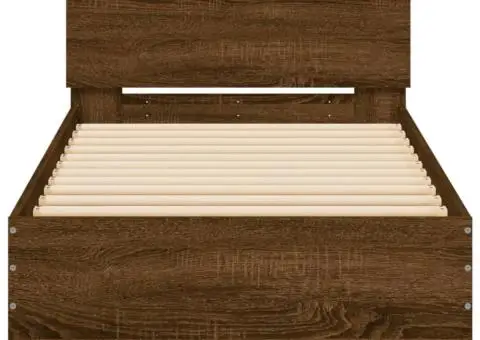 Cadru de pat fără saltea, cu tăblie, stejar maro, 90x200 cm - 5/5
