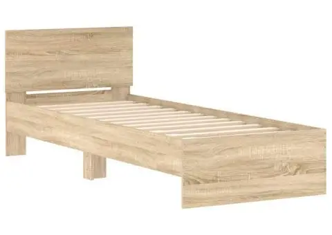 Cadru de pat fără saltea, cu tăblie, stejar sonoma, 90x200 cm - 3/5