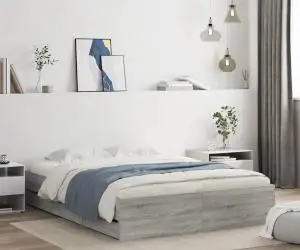 vidaXL Cadru de pat cu sertare gri sonoma 140x200 cm lemn prelucrat