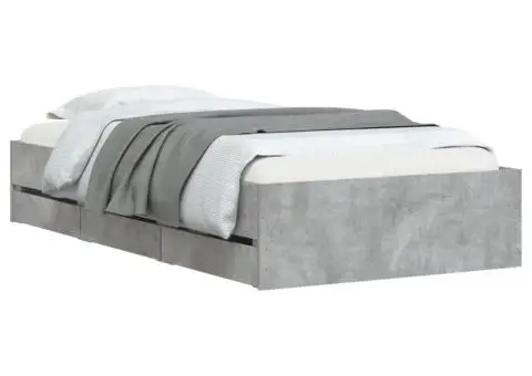 Cadru de pat cu sertare, gri beton, 100x200 cm, lemn prelucrat - 3/5