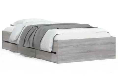 Cadru de pat cu sertare gri sonoma 90x200 cm lemn prelucrat - 2/5