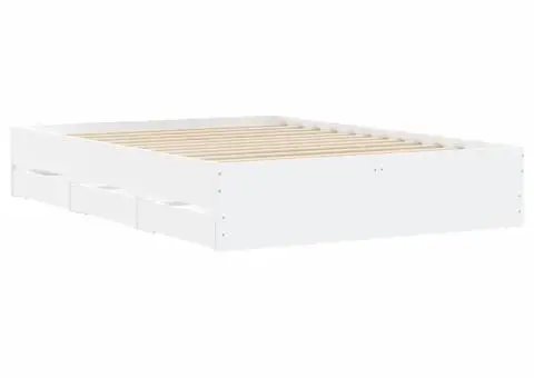 Cadru de pat cu sertare, alb, 120x190 cm, lemn prelucrat - 4/5