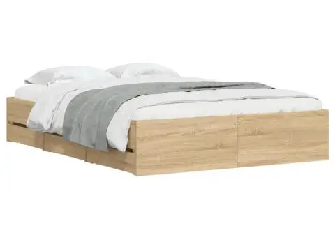 Cadru de pat cu sertare stejar sonoma 120x190 cm lemn prelucrat - 3/5
