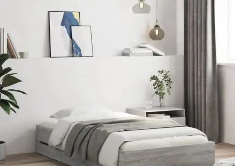 Cadru de pat cu sertare gri sonoma 75x190 cm lemn prelucrat - 1/5