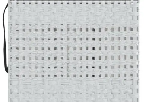 Coș de rufe cu roți, alb, 66x35x60 cm, ratan - 3/5