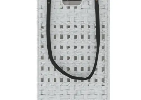 Coș de rufe cu roți, alb, 66x35x60 cm, ratan - 5/5