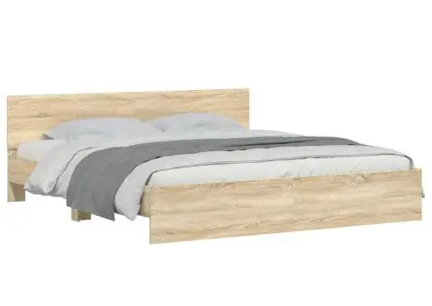 Cadru de pat cu tăblie, stejar sonoma, 180x200 cm - 4/5