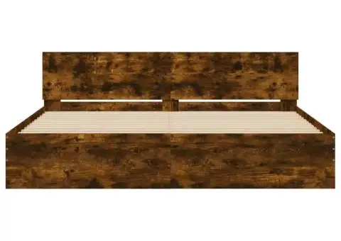 Cadru de pat cu tăblie, stejar fumuriu, 180x200 cm - 5/5