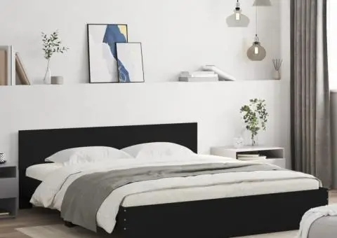 Cadru de pat cu tăblie, negru, 160x200 cm - 1/5