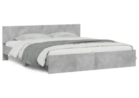 Cadru de pat cu tăblie, gri beton, 160x200 cm - 2/5