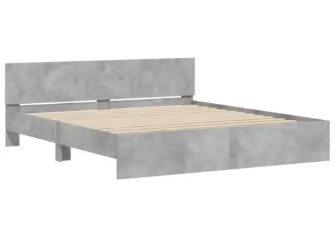 Cadru de pat cu tăblie, gri beton, 160x200 cm - 4/5
