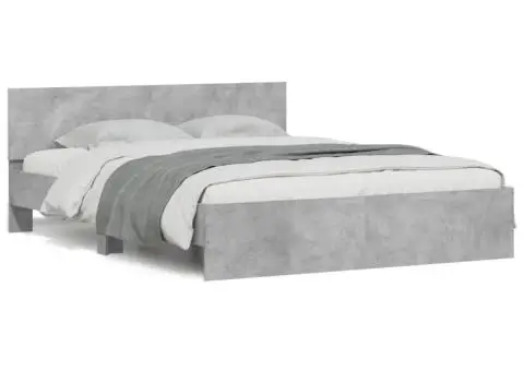 Cadru de pat cu tăblie, gri beton, 150x200 cm - 2/5