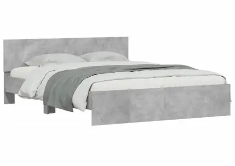 Cadru de pat cu tăblie, gri beton, 150x200 cm - 3/5