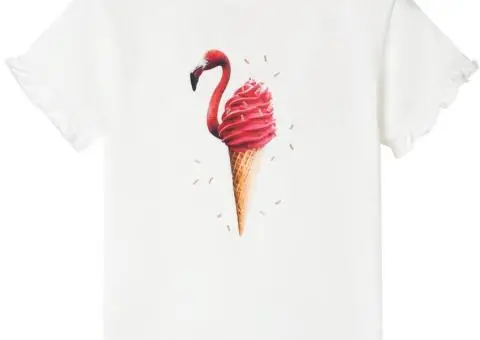 Tricou pentru copii, ecru, 104 - 1/5