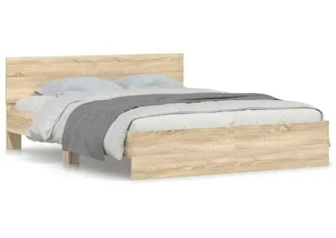 Cadru de pat cu tăblie, stejar sonoma, 140x200 cm - 2/5