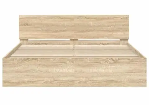 Cadru de pat cu tăblie, stejar sonoma, 140x200 cm - 5/5