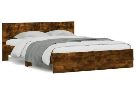 Cadru de pat cu tăblie, stejar fumuriu, 140x200 cm - 2/5