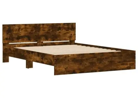 Cadru de pat cu tăblie, stejar fumuriu, 140x200 cm - 4/5