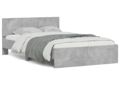 Cadru de pat cu tăblie, gri beton, 120x190 cm - 2/5