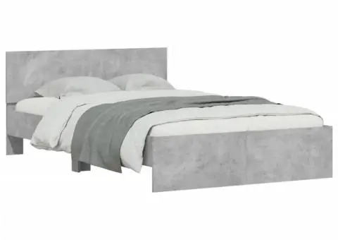 Cadru de pat cu tăblie, gri beton, 120x190 cm - 3/5