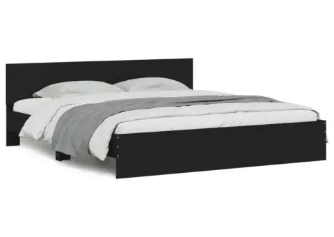 Cadru de pat cu tăblie și LED, negru, 180x200 cm - 5/5