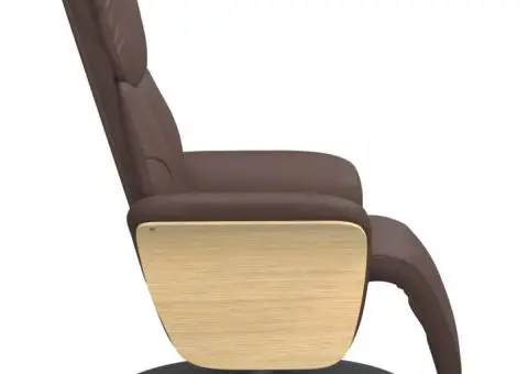 Fotoliu rabatabil cu suport de picioare, maro, piele ecologică - 4/5