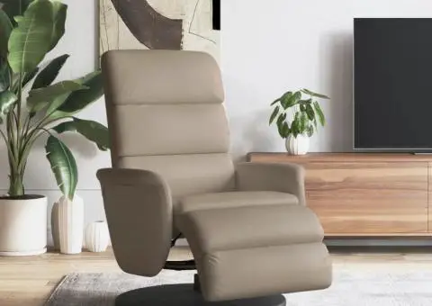 Fotoliu rabatabil cu suport picioare cappuccino piele ecologică - 1/5