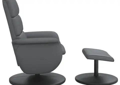 Fotoliu rabatabil cu taburet, gri, piele ecologică - 4/5