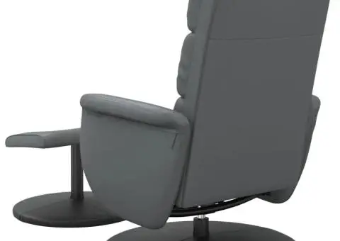 Fotoliu rabatabil cu taburet, gri, piele ecologică - 5/5