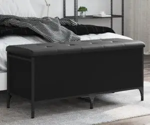 vidaXL Bancă de depozitare, negru, 102x42x45 cm, lemn prelucrat