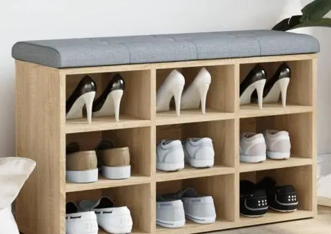 Bancă pentru pantofi stejar sonoma 82x32x50 cm lemn prelucrat - 1/5