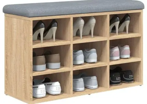 Bancă pentru pantofi stejar sonoma 82x32x50 cm lemn prelucrat - 4/5