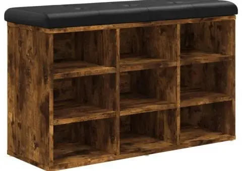 Bancă de pantofi, stejar fumuriu, 82x32x50 cm, lemn prelucrat - 2/5