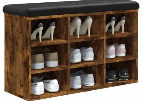 Bancă de pantofi, stejar fumuriu, 82x32x50 cm, lemn prelucrat - 3/5