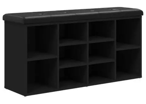 Bancă de pantofi, negru, 102x32x50 cm, lemn prelucrat - 2/5