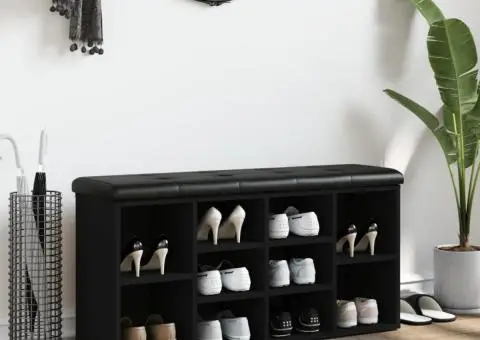 Bancă de pantofi, negru, 102x32x50 cm, lemn prelucrat - 3/5