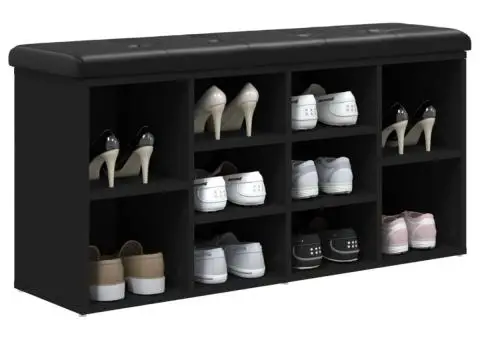 Bancă de pantofi, negru, 102x32x50 cm, lemn prelucrat - 4/5