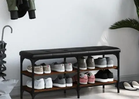 Bancă de pantofi, stejar maro, 102x32x47 cm, lemn prelucrat - 3/5