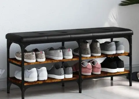 Bancă de pantofi, stejar fumuriu, 102x32x47 cm, lemn prelucrat - 1/5