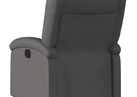 Fotoliu rabatabil, gri, piele naturală - 4/5