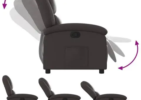 Fotoliu rabatabil, maro închis, piele naturală - 5/5