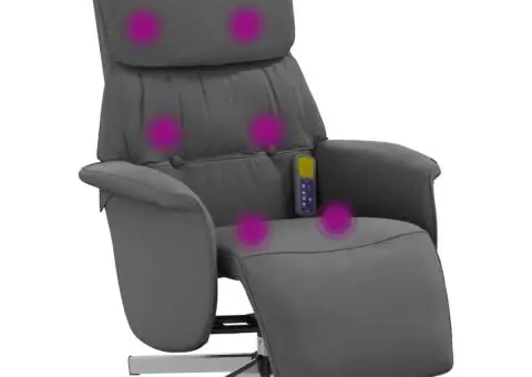 Fotoliu masaj rabatabil cu suport picioare, gri închis, textil - 2/5