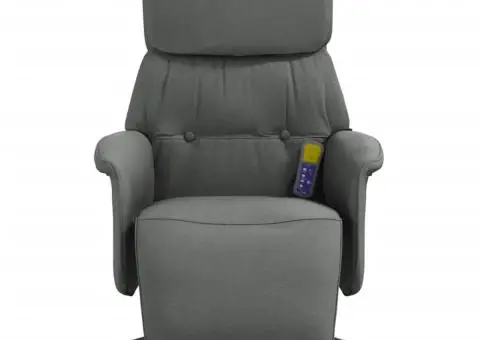 Fotoliu masaj rabatabil cu suport picioare, gri închis, textil - 4/5